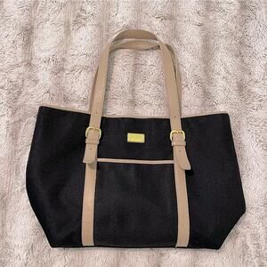 St. John Black & Beige Large Tote Work Bag